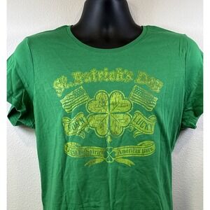 Womens Glitter Shamrock T Shirt St Saint Patricks Day Shamrock Born Lucky Sz XL‎